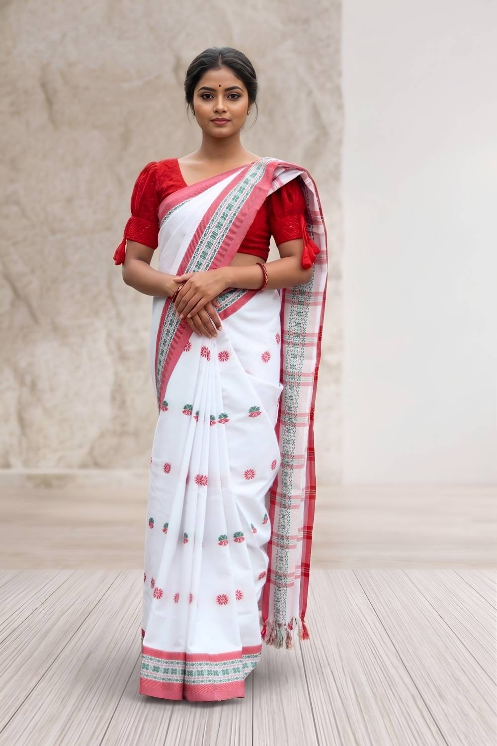 ADIVASI SHOP Woven Handloom Cotton Blend Saree