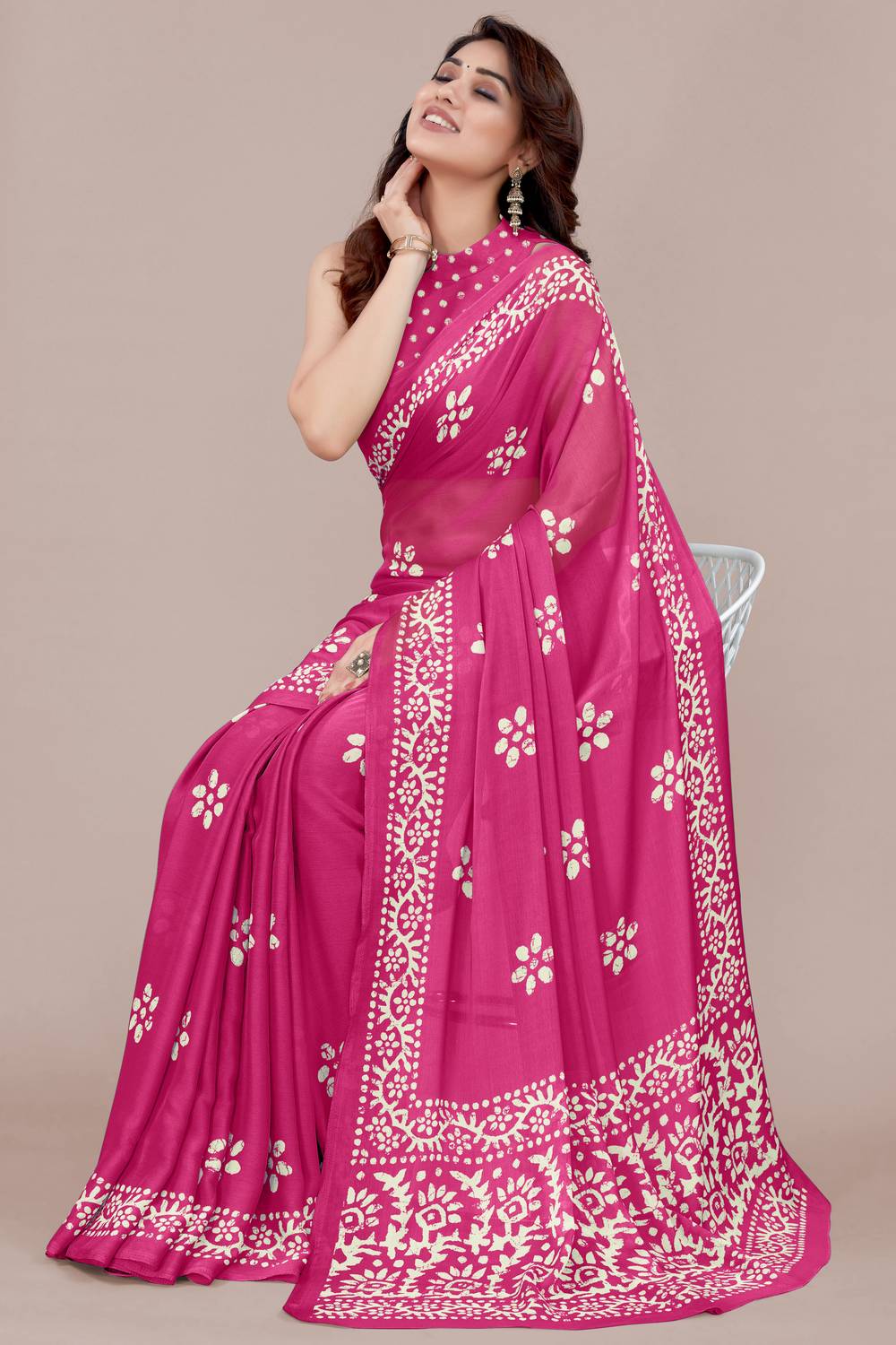 MIRCHI FASHION Printed, Blocked Printed Hand Batik Chiffon, Georg
