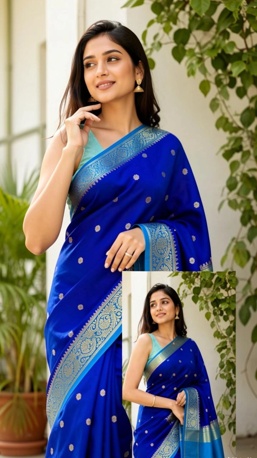Image of KASHIROYALS Solid /Plain Banarasi Crepe Saree