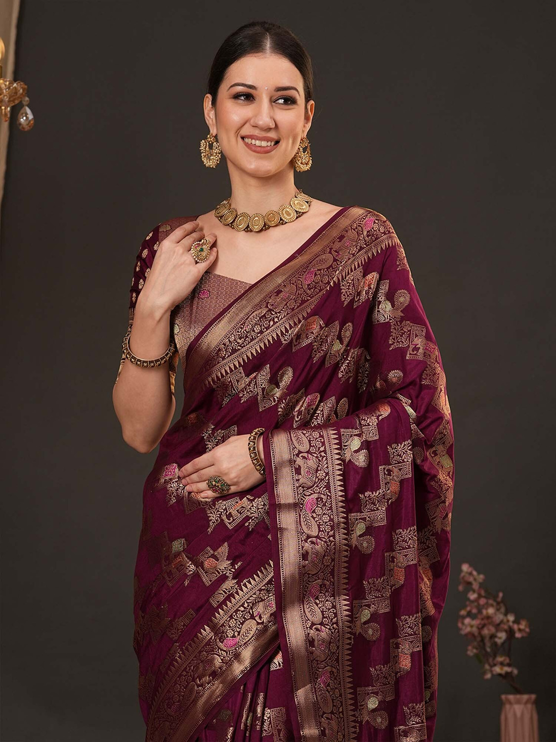 Image of ANOUK Woven Banarasi Silk Blend Saree