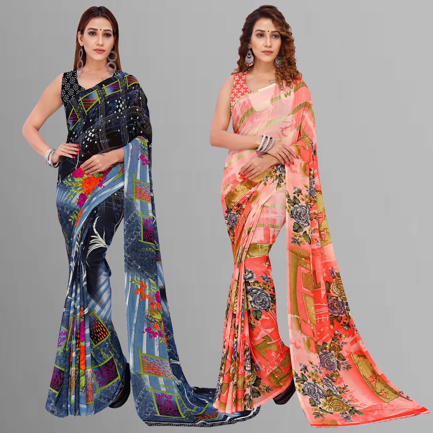 Anand Sarees Ombre, Floral Print Daily Wear Georgette Saree