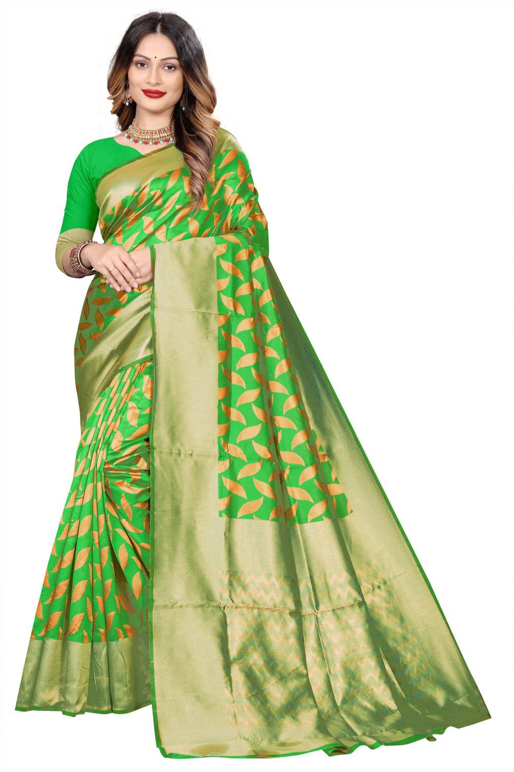 AVDOM Woven Kanjivaram Jacquard, Silk Blend Saree
