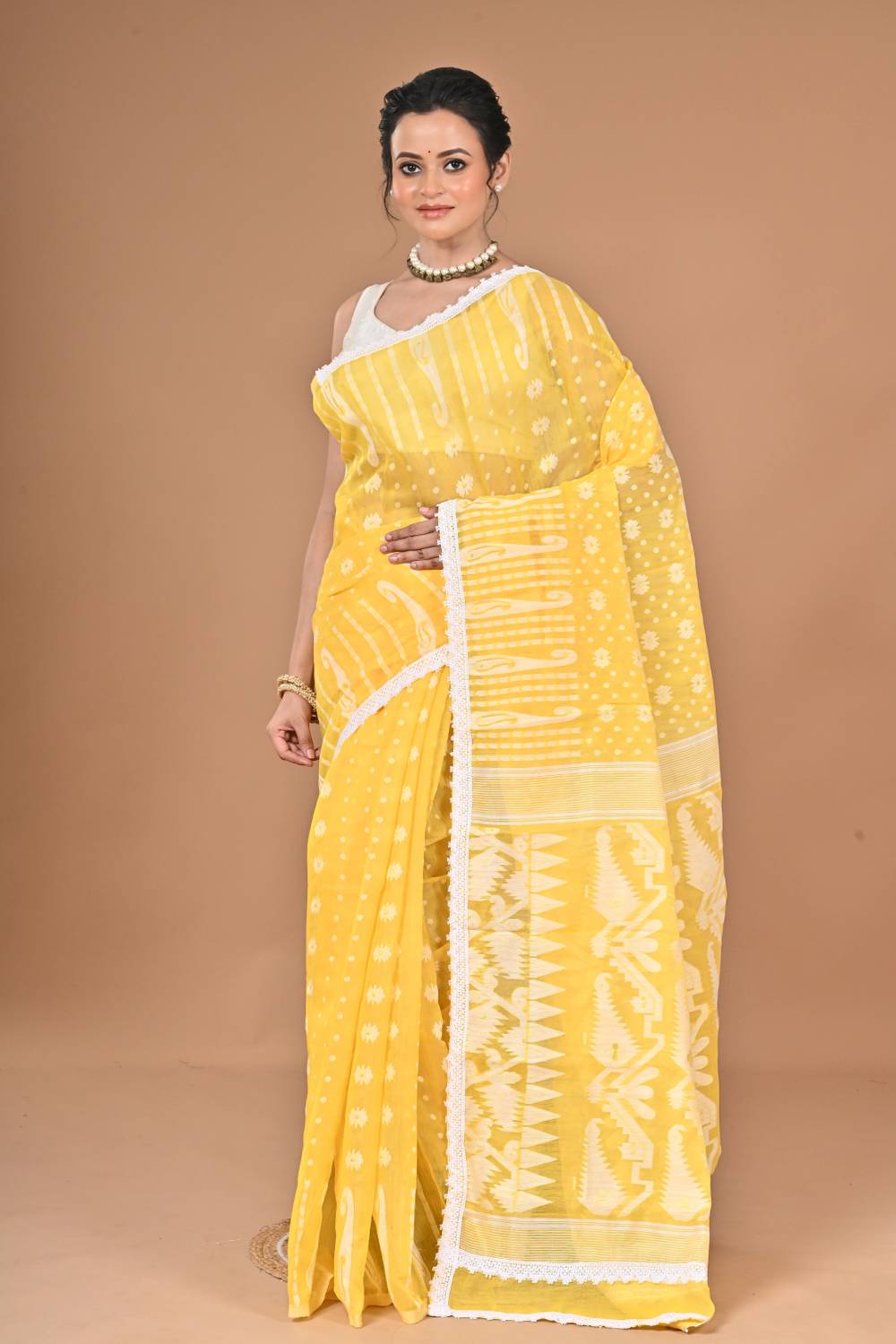BalikaTextile Printed Jamdani Cotton Blend Saree
