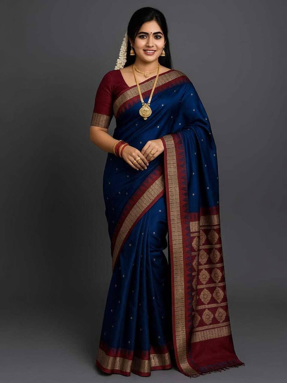 Afronza Temple Border, Self Design, Striped Sambalpuri Silk Blend, Art Silk Saree