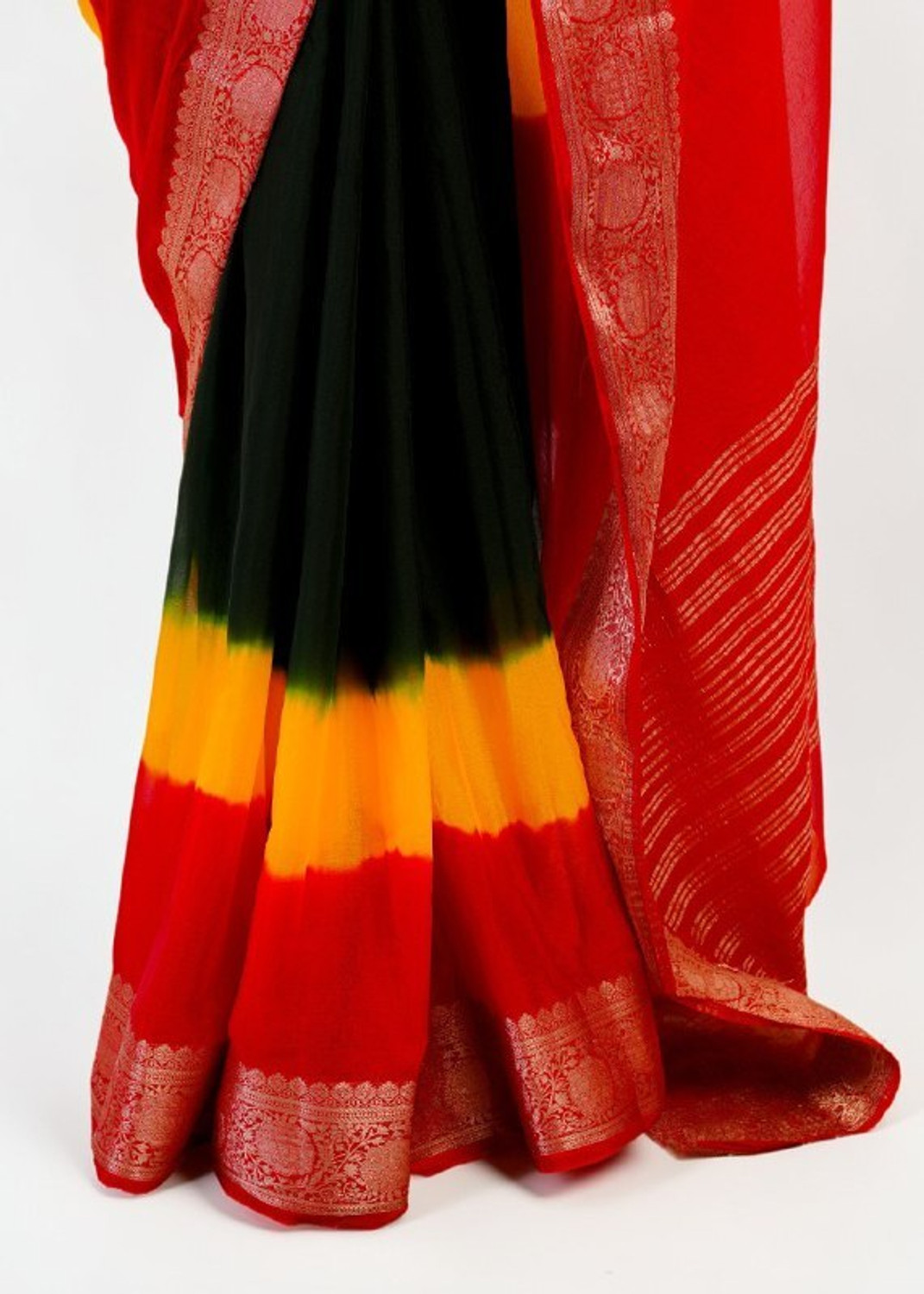 Image of KALYANSAREE Color Block Leheria Art Silk, Nylon Saree