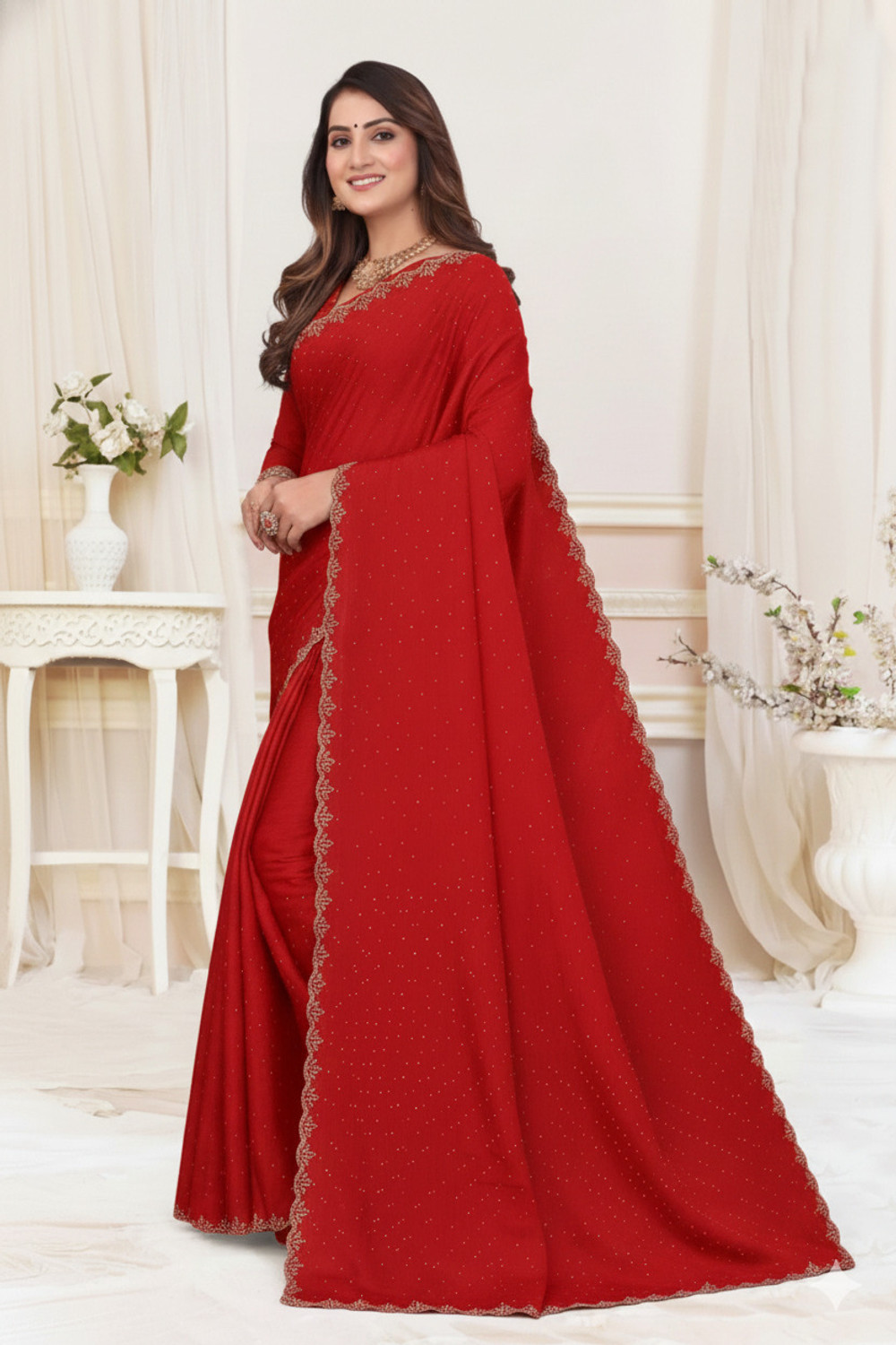 Image of TIGERSNAKE Embroidered Baluchari Georgette Saree