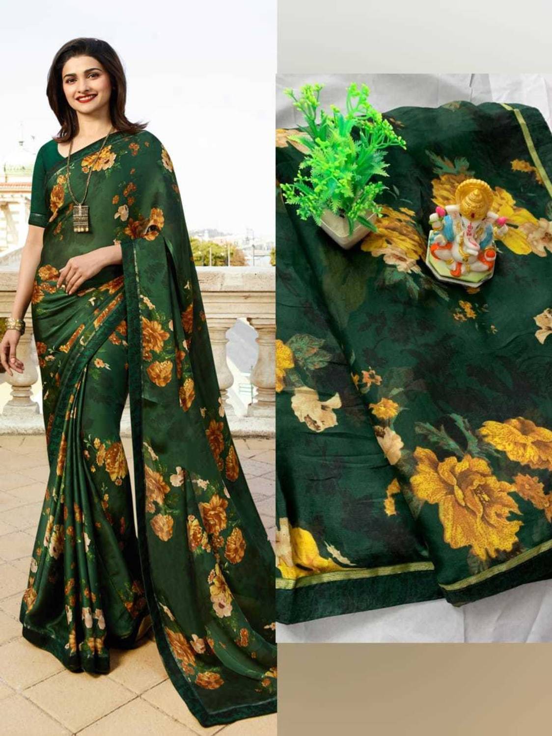 BLEESBURY Printed, Floral Print Daily Wear Georgette, Chiffon Saree