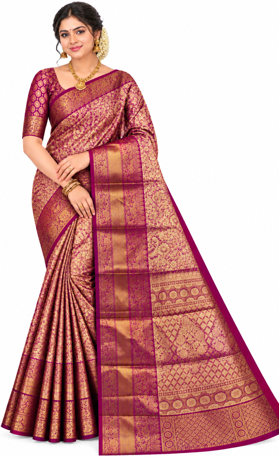 Image of FreshStart Woven Kanjivaram Silk Blend, Brocade Saree