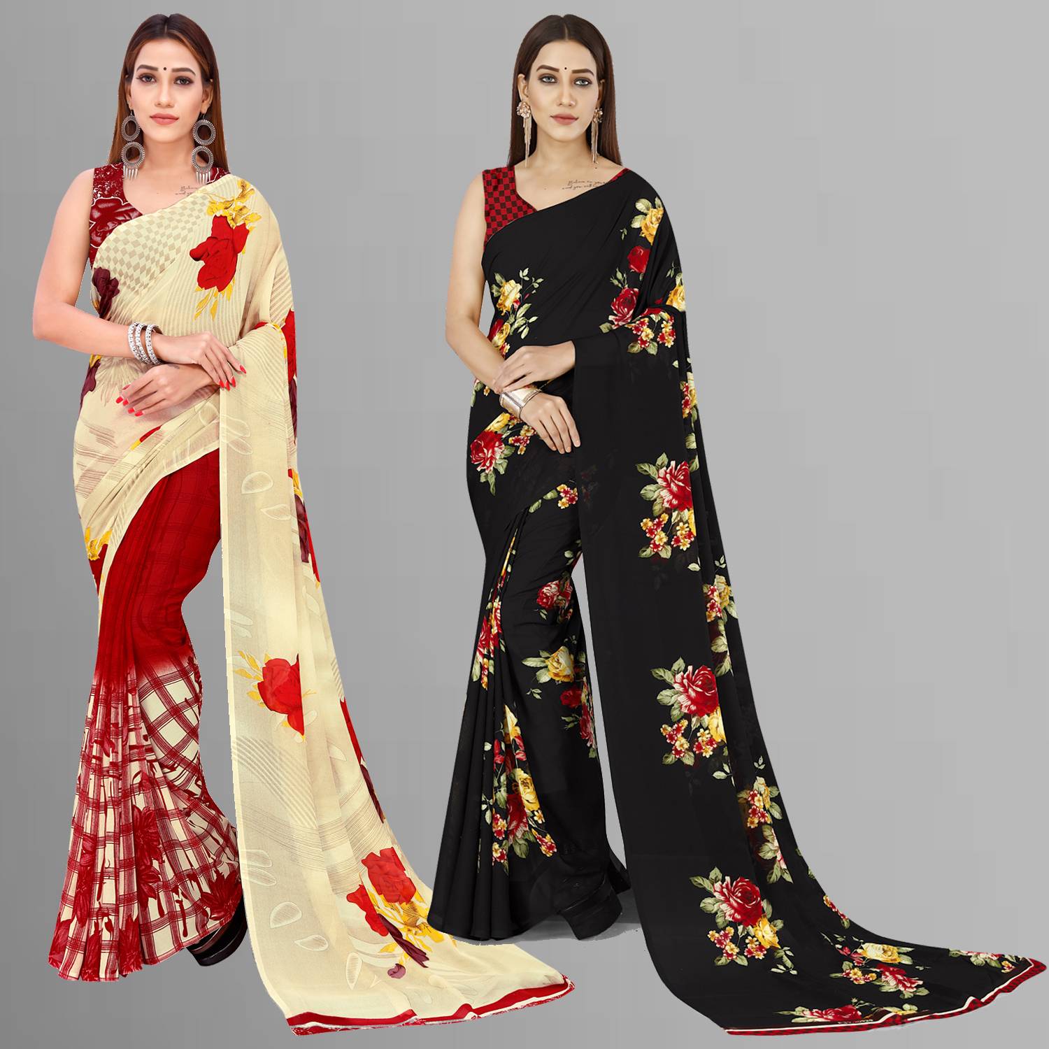Anand Sarees Ombre, Floral Print, Printed Daily Wear Georgette Saree