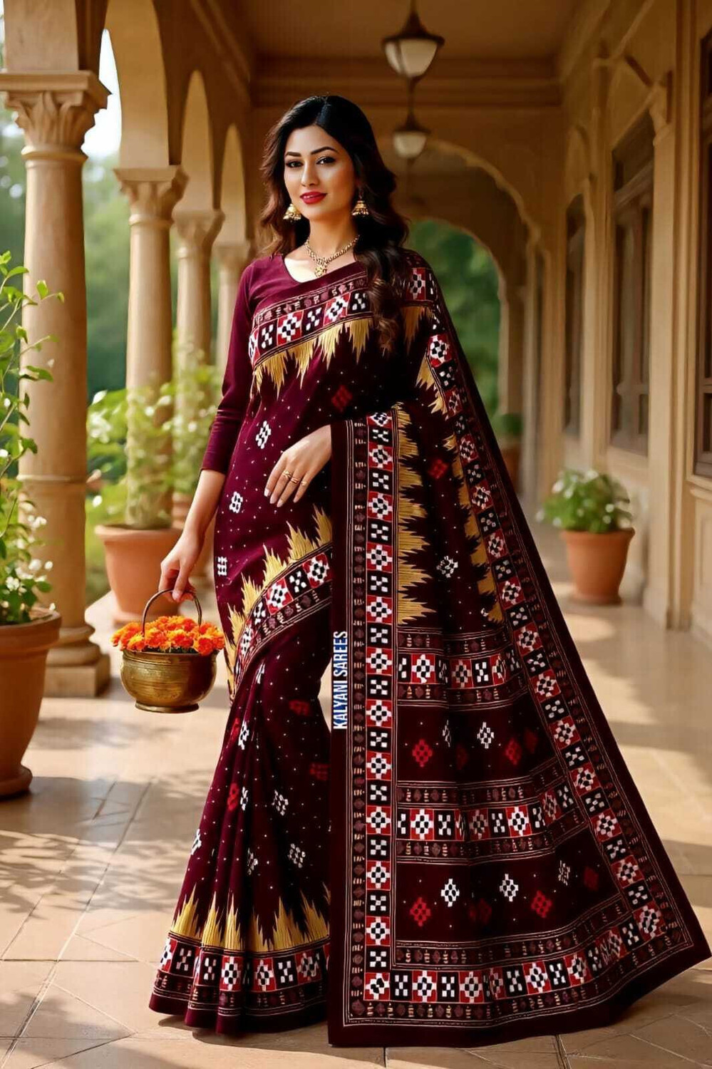 Image of Tareninx Printed Sambalpuri Pure Cotton Saree