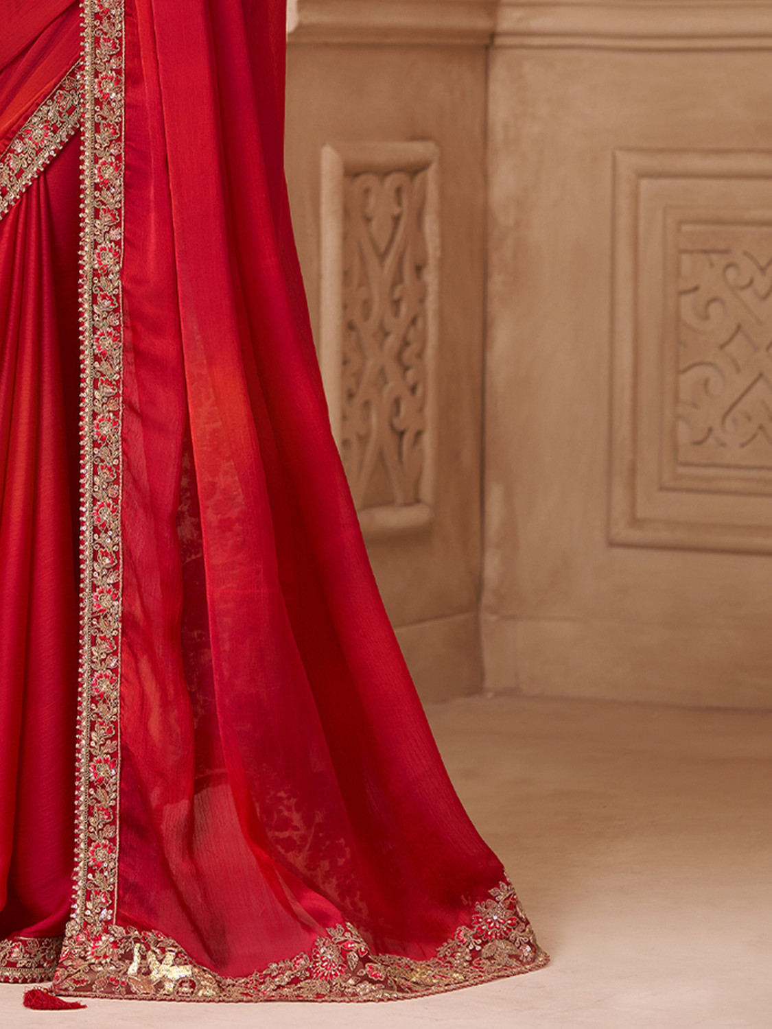 Image of Sareemall Embellished Bollywood Satin Saree