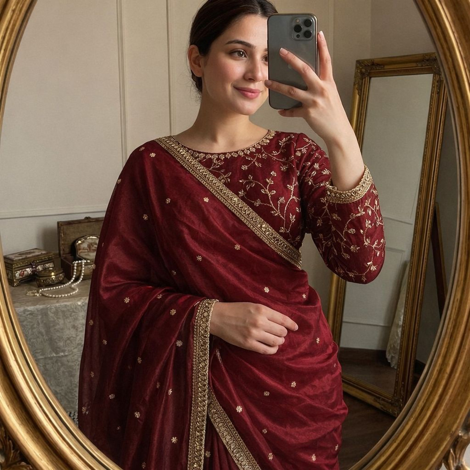Image of sadika Embroidered, Embellished Bollywood Jimmy Jimmy Saree