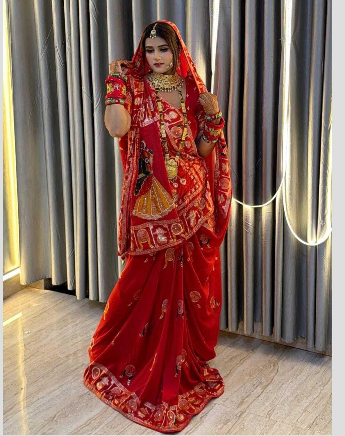 Image of Gajj Kesari World Embroidered Banarasi Chanderi Saree
