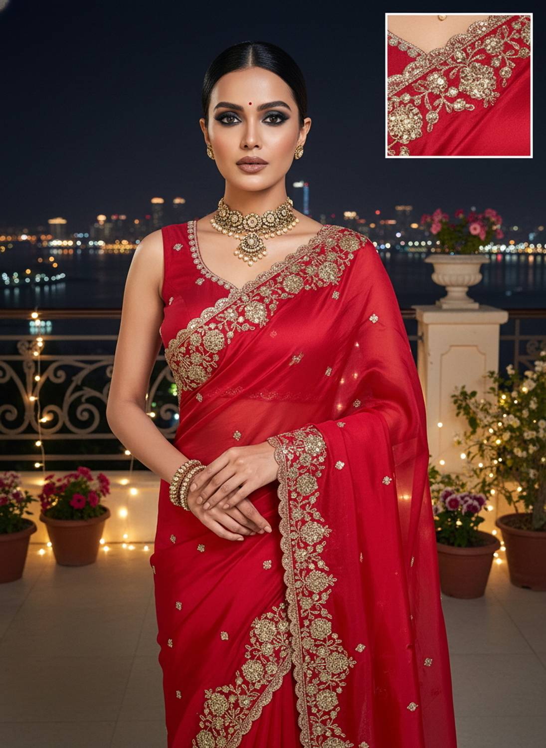 Sariya Embroidered Silk Blend Saree - Image 5