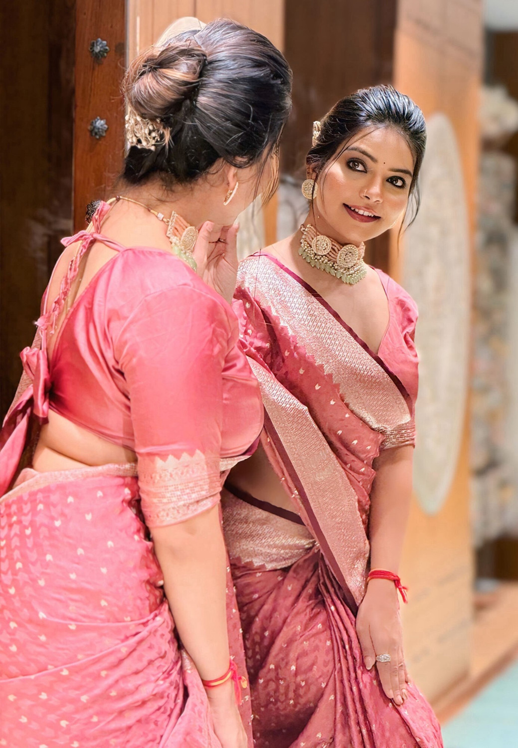 Image of Tasrika Woven Banarasi Cotton Silk Saree