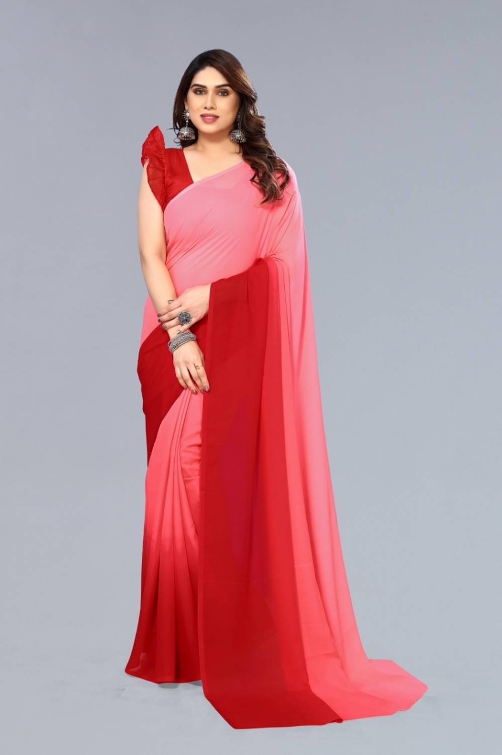 Anmi Dyed, Ombre, Solid/Plain Bollywood Georgette Saree