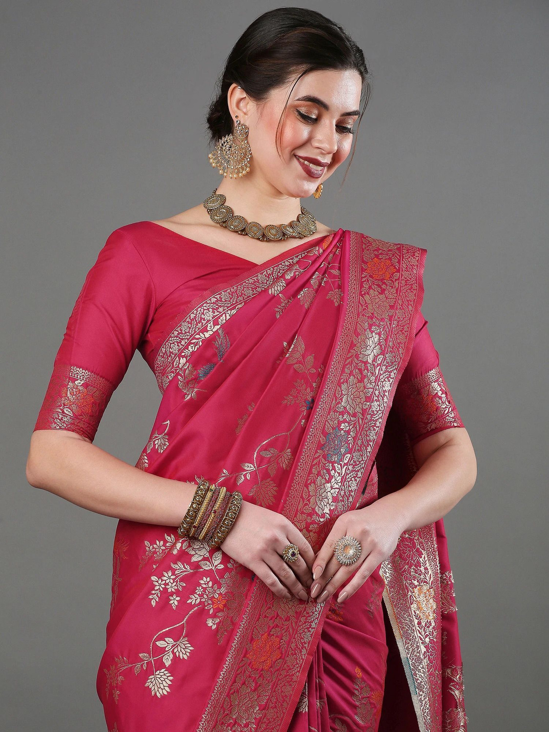 Image of Sareemall Woven Banarasi Silk Blend Saree