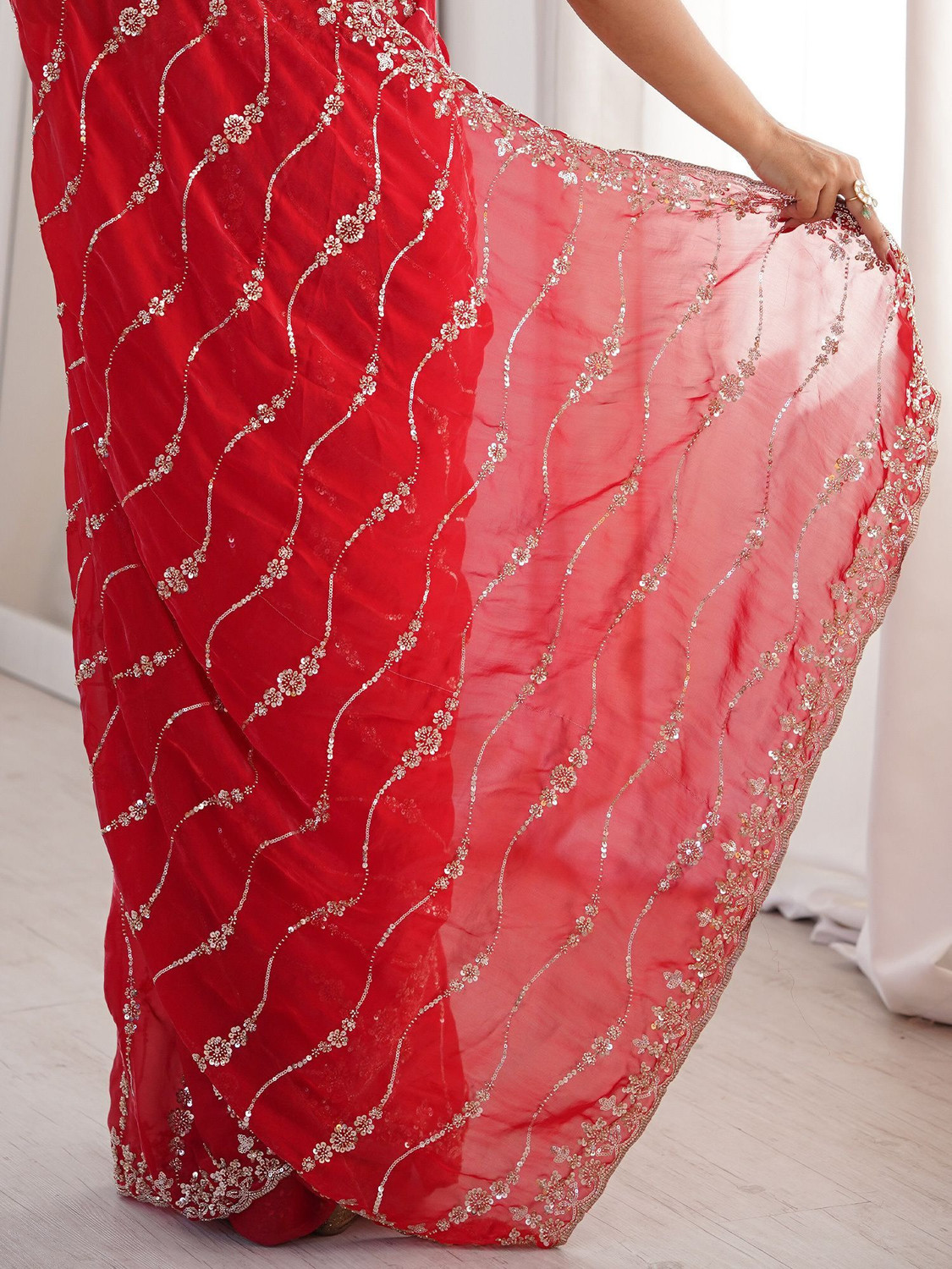 Image of Sareemall Embellished Bollywood Satin Saree