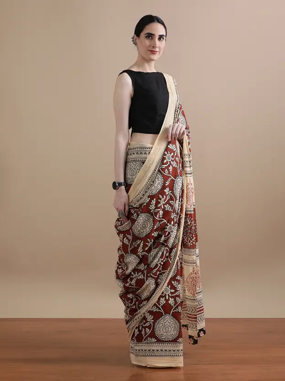 Image of Tetarwal Floral Print Daily Wear Pure Cotton Saree