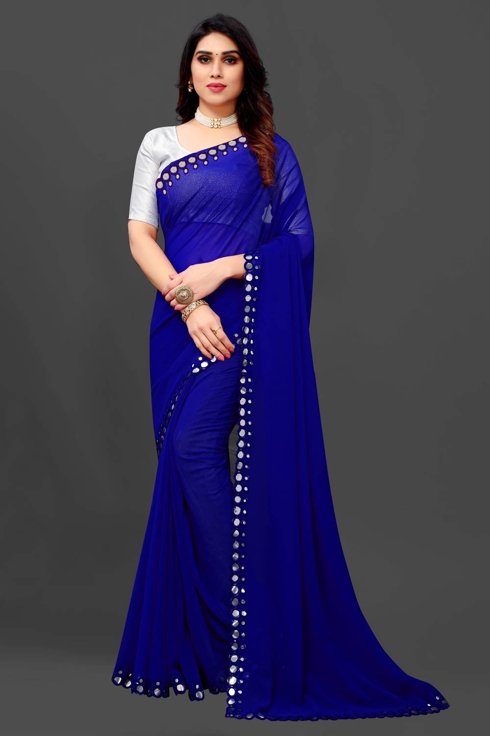 Bloriza Embroidered Paithani Georgette, Chiffon Saree