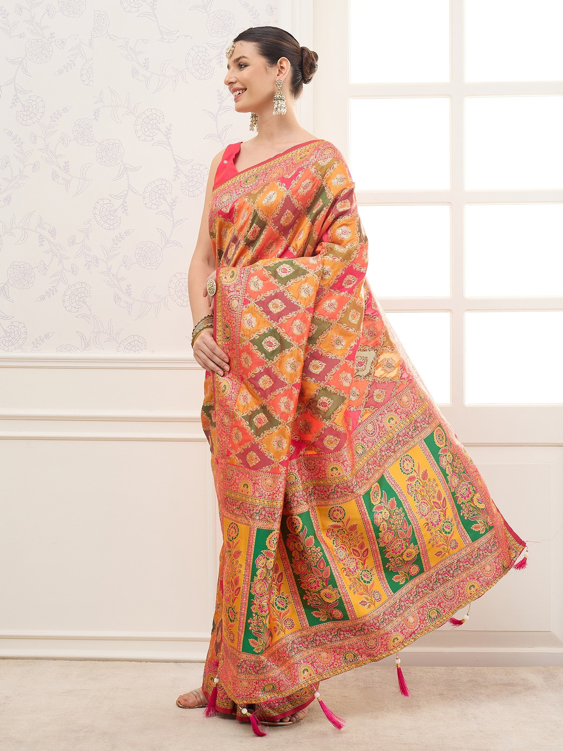 Image of tckty Printed Banarasi Silk Blend Saree