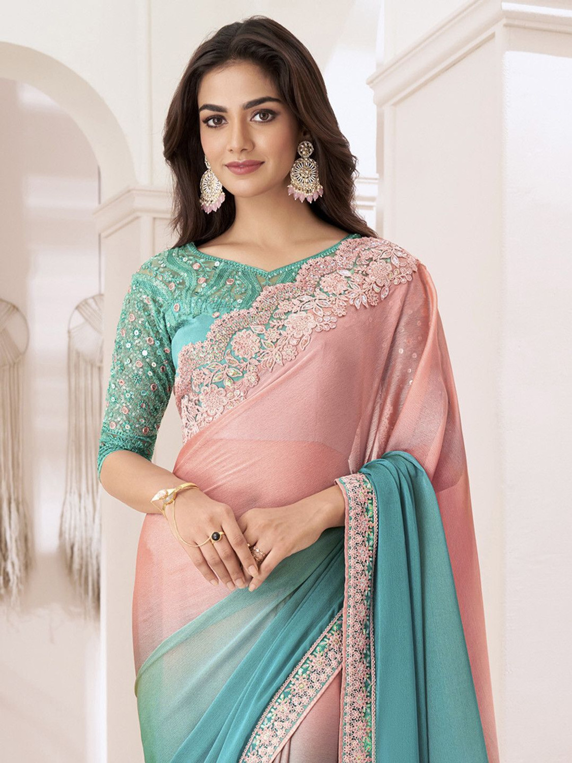 Tasrika Embellished Bollywood Georgette Saree
