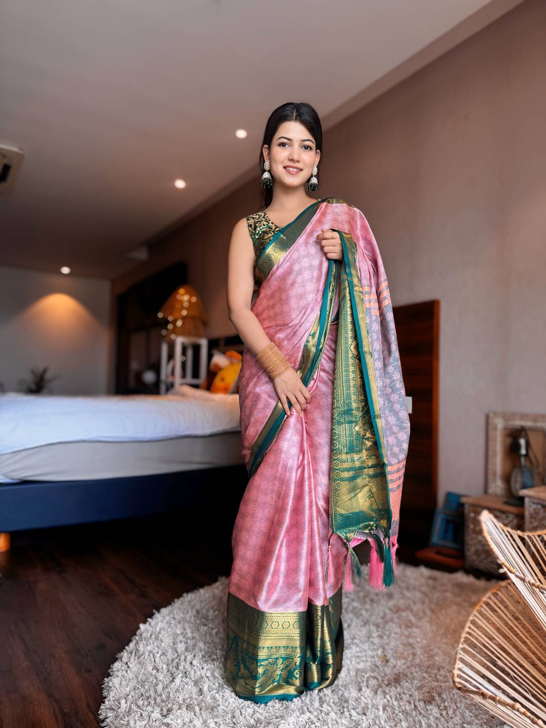 WINKLECART Applique, Woven, Self Design, Embellished Handloom Han