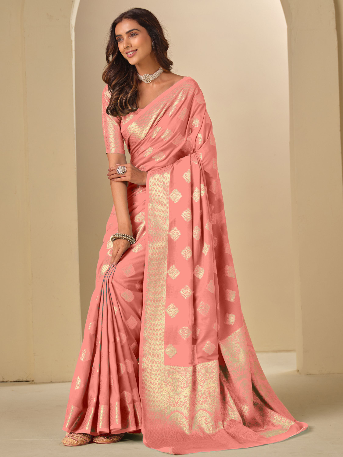 Image of Ethnic Junction Woven Banarasi Silk Blend Saree