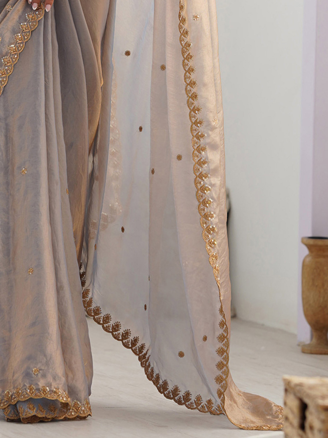 Image of Janmantar Embroidered Bollywood Tissue Saree