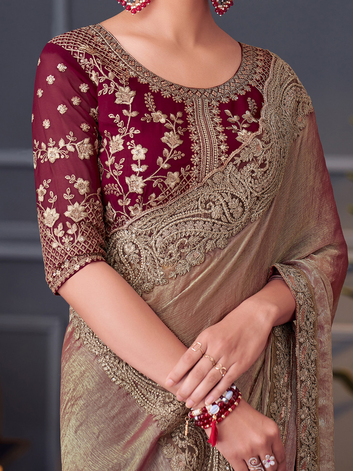 Image of Tasrika Embellished Bollywood Satin Saree