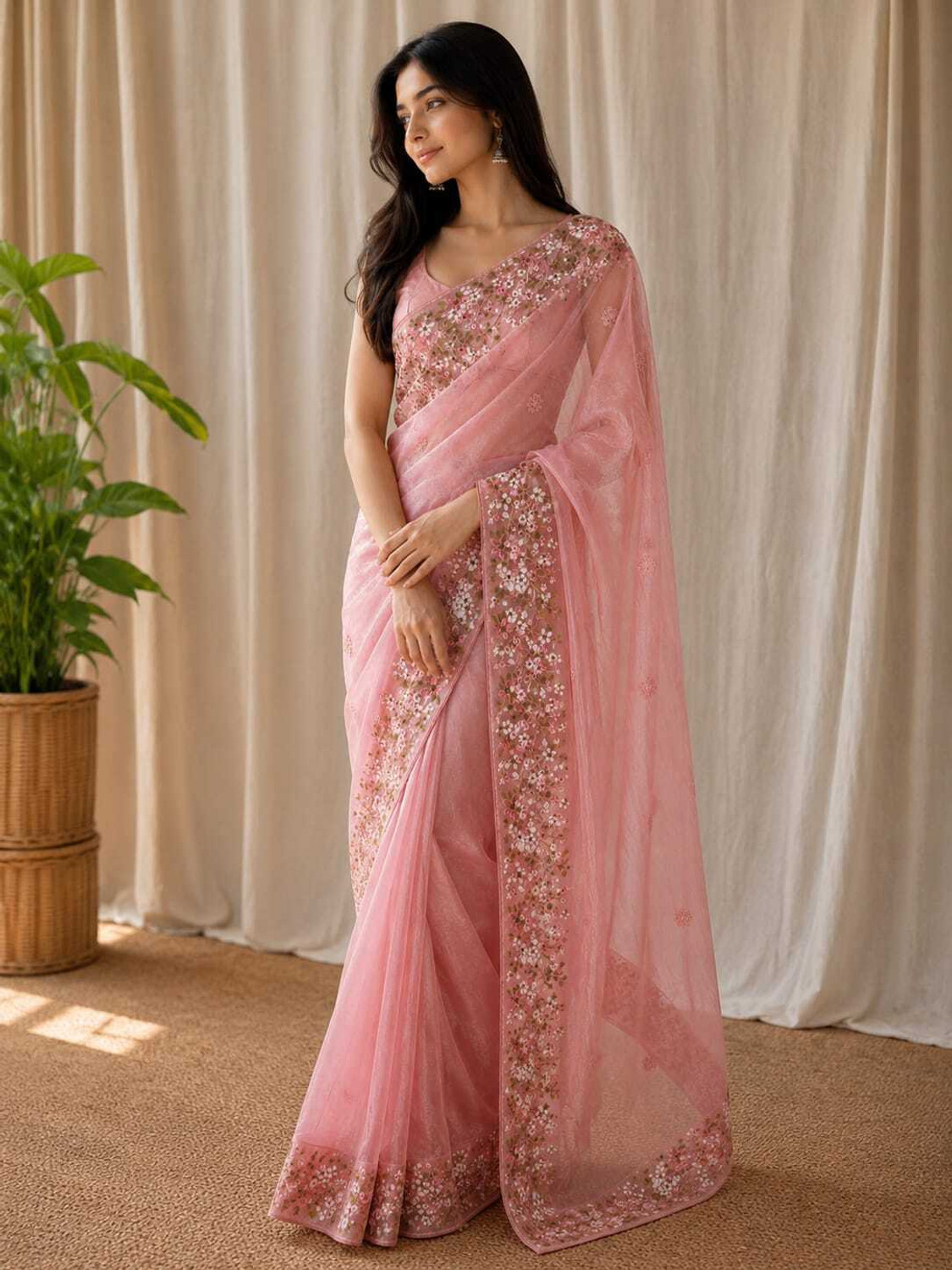 Image of Akhodalkrp Embroidered Bollywood Net Saree