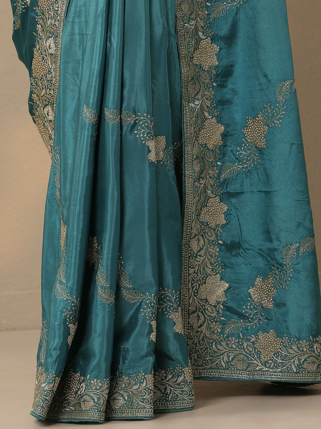 Image of LIBAS Embroidered Daily Wear Silk Blend Saree