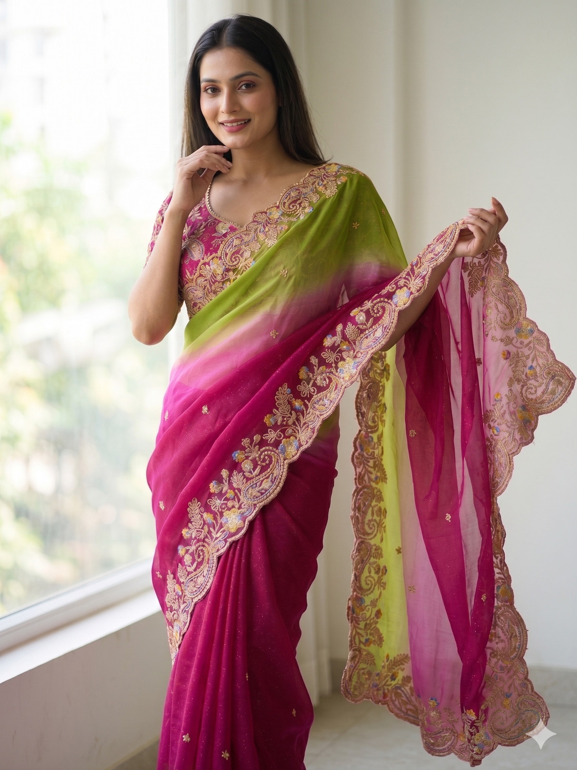 Sundha Sarees Embroidered Bollywood Georgette Saree