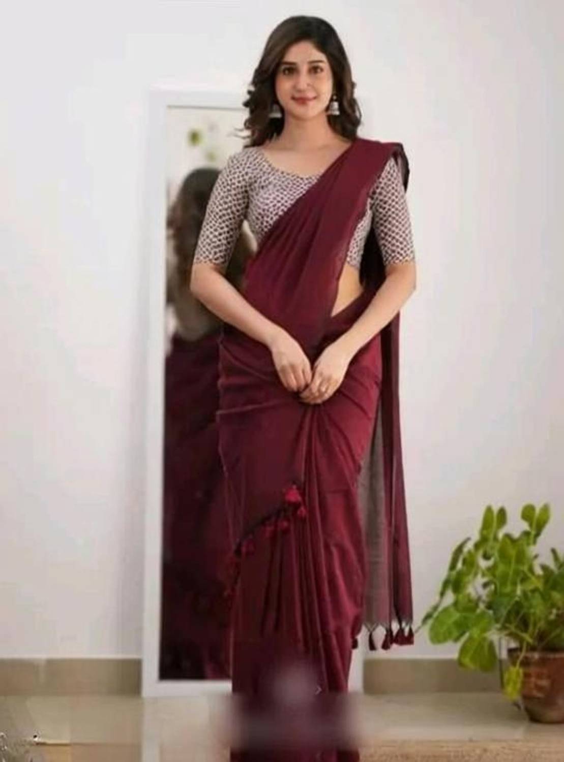 Balorampal Solid/Plain Handloom Pure Cotton Saree