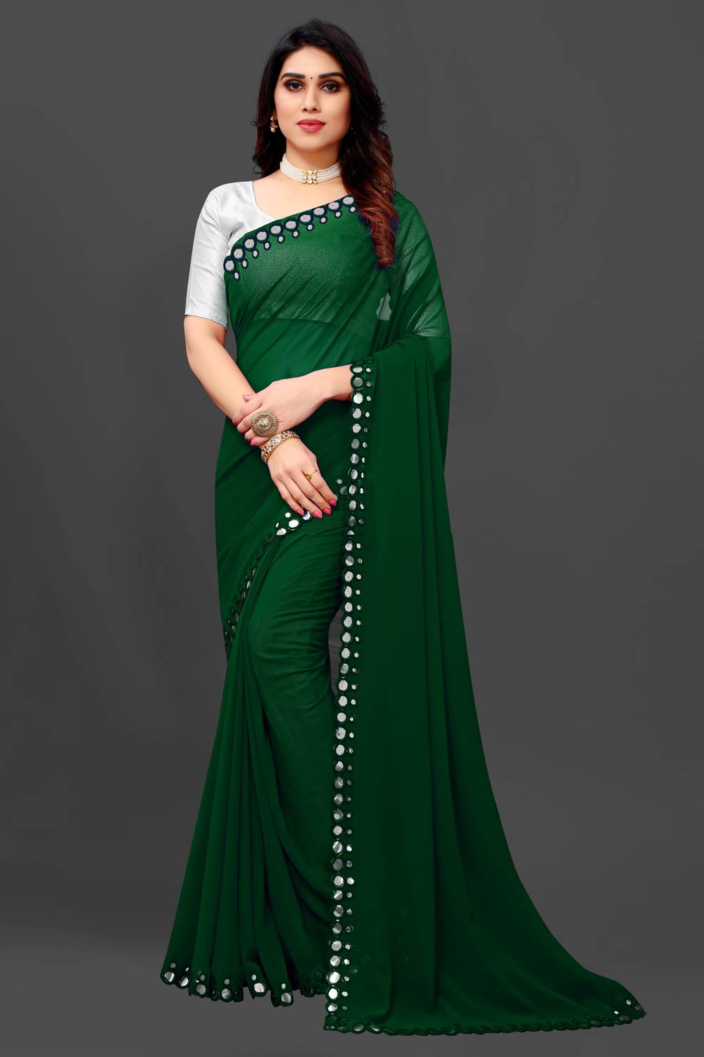 Bloriza Embroidered Paithani Georgette, Chiffon Saree