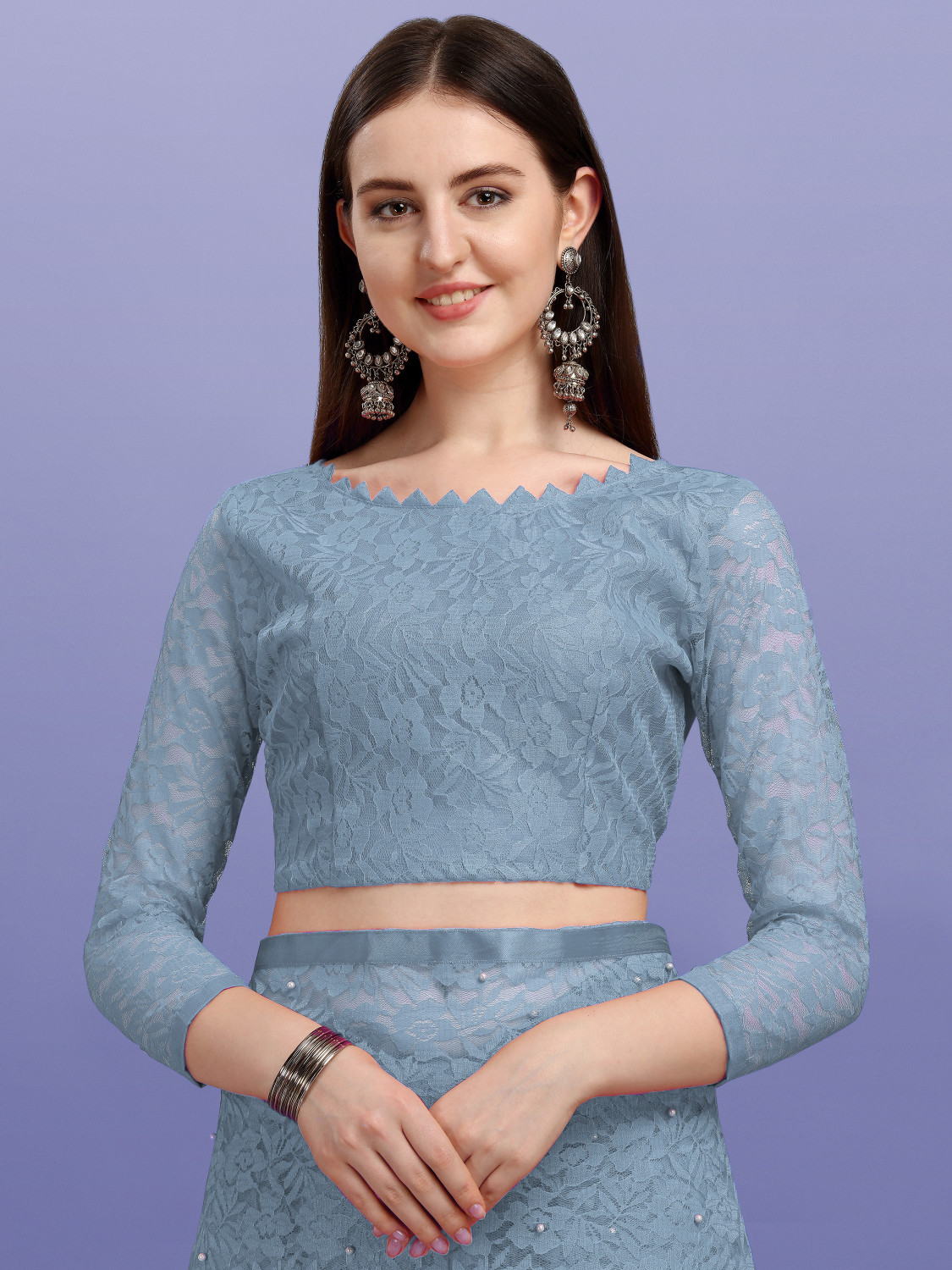 Image of Croza Self Design Bollywood Net Saree