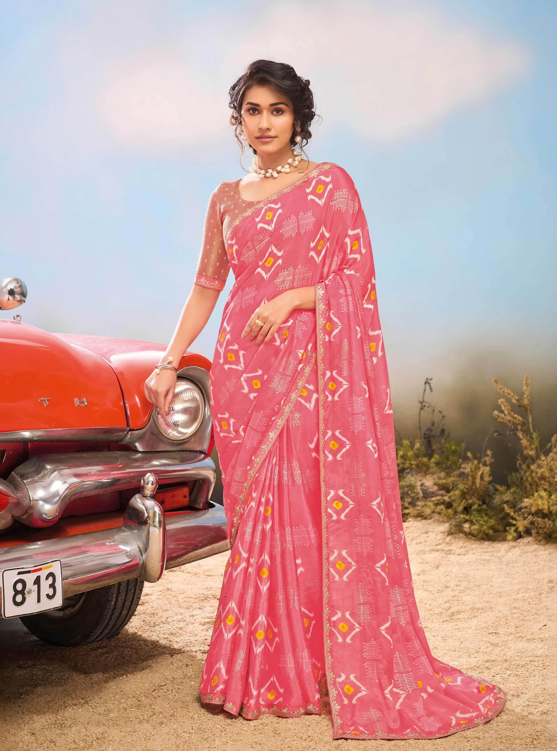 Image of Laxmipati sarees Printed Daily Wear Chiffon Saree