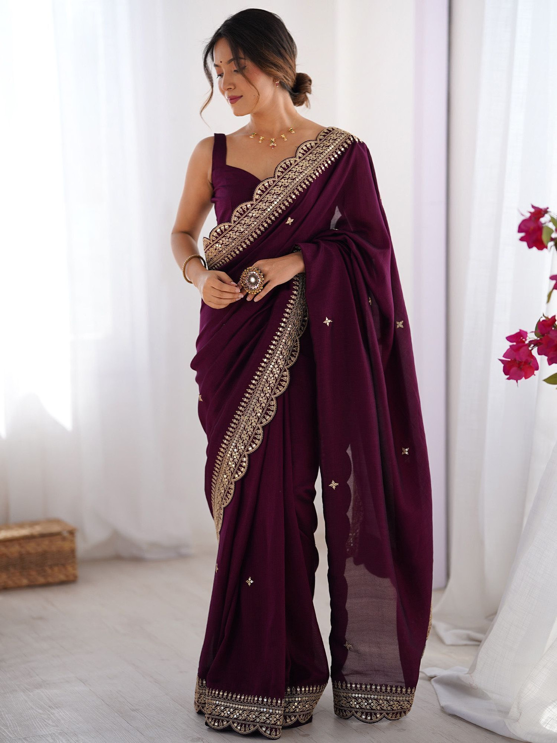 Image of Sareemall Embellished Bollywood Silk Blend Saree