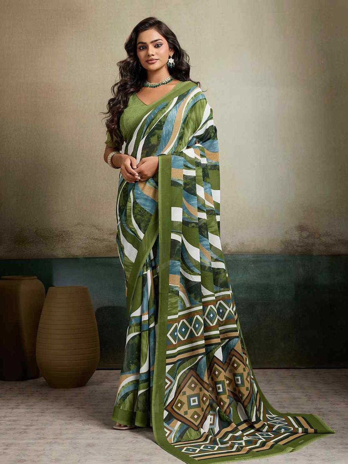 Anmi Printed Daily Wear Georgette Saree