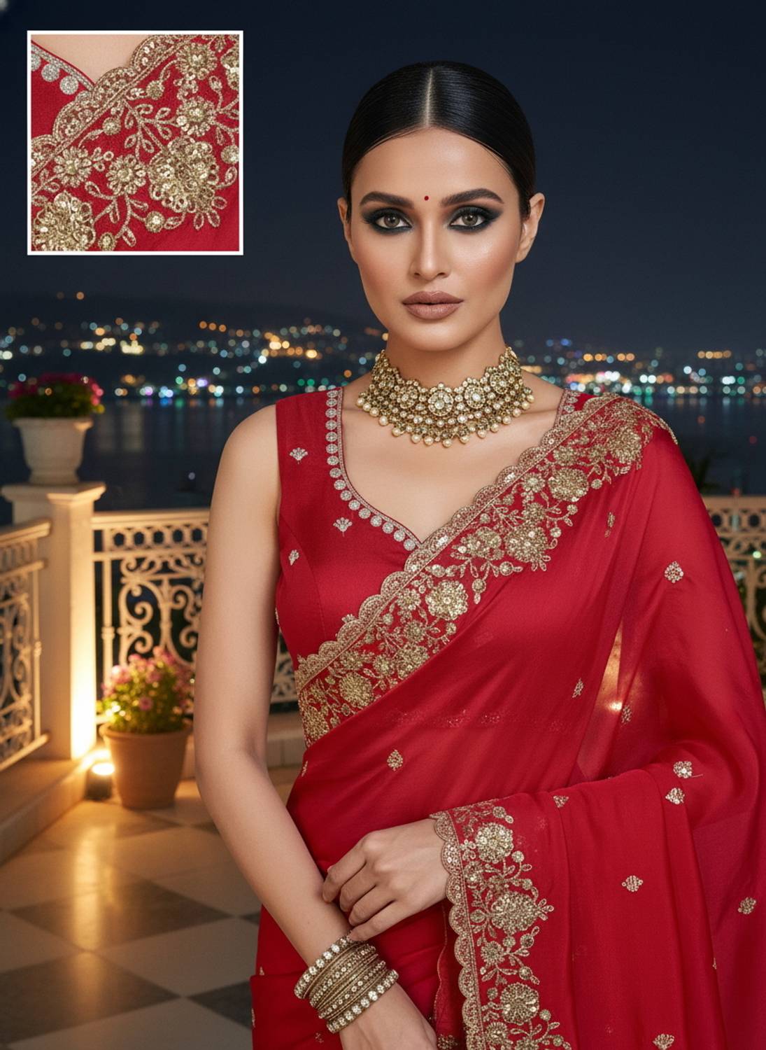 Sariya Embroidered Silk Blend Saree - Image 2