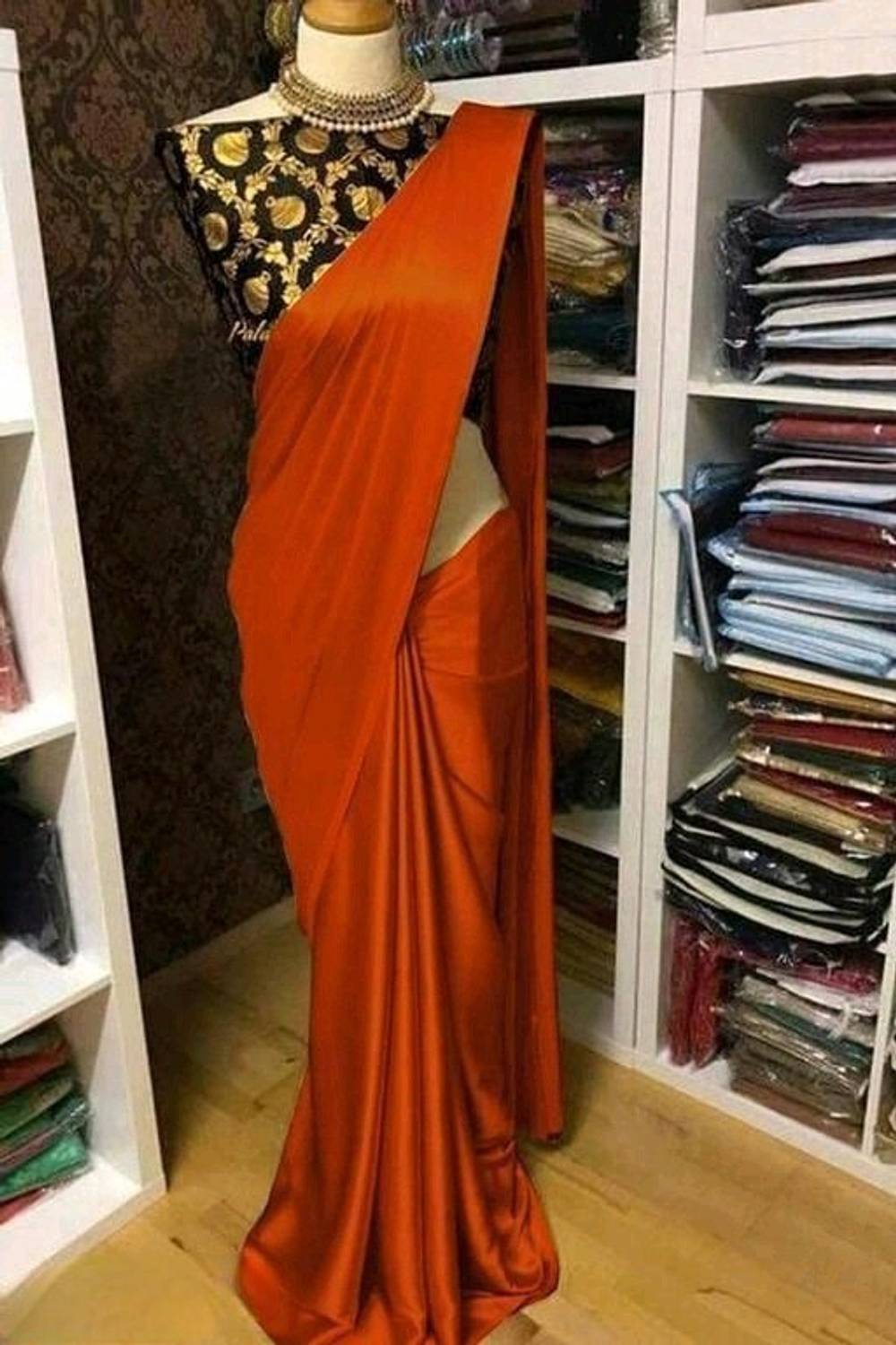 Arpita Fashion Solid/Plain, Printed Daily Wear Satin Saree
