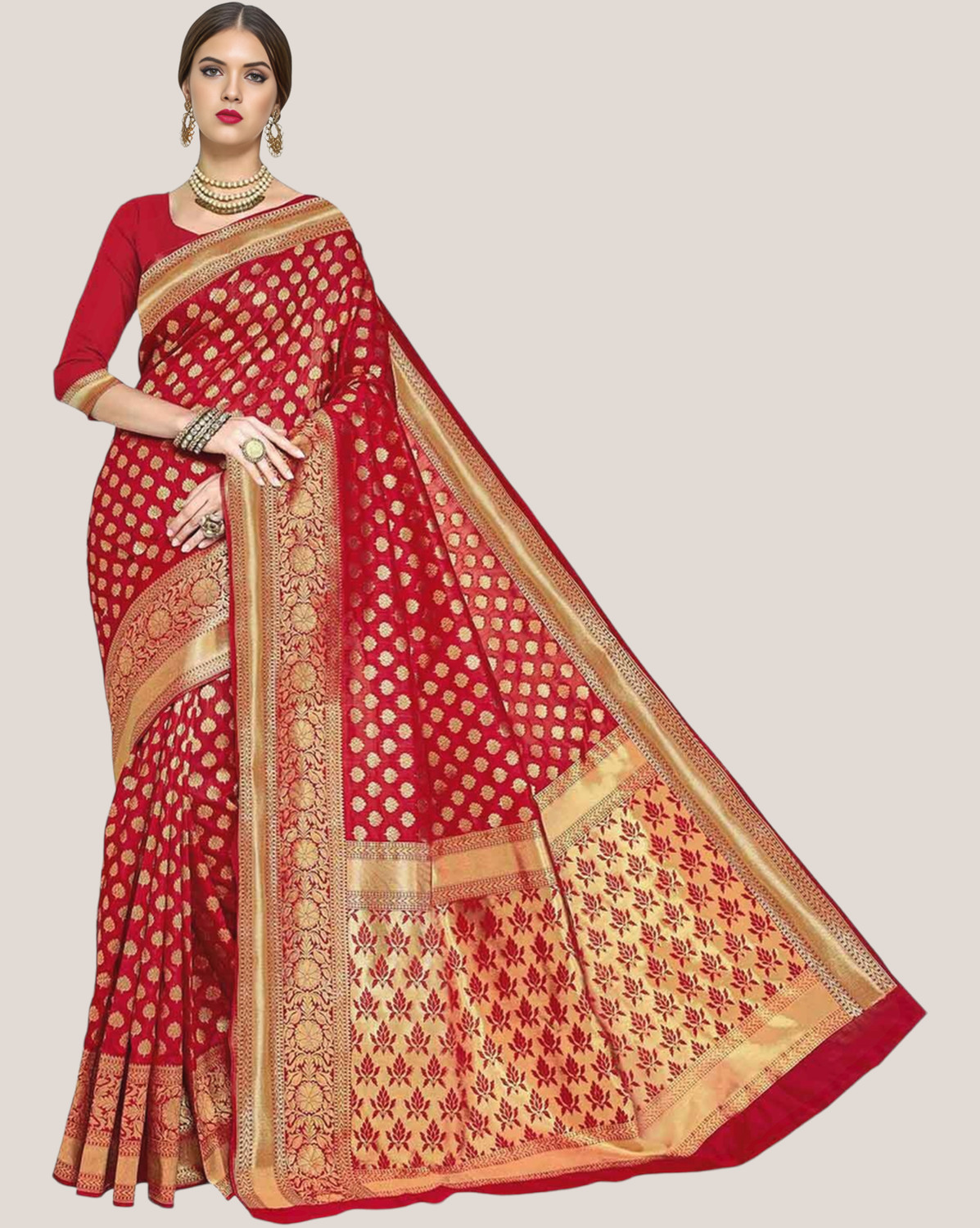 Image of SWAMI STUDIO Self Design Banarasi Art Silk Saree