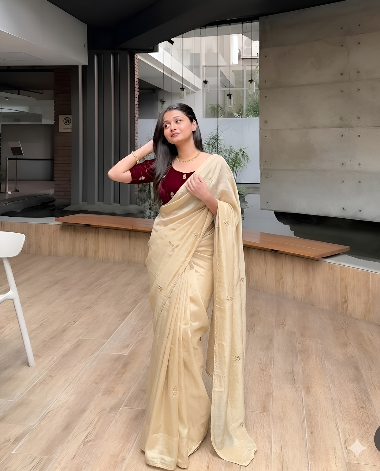 Image of Online Bazaaar Embellished Bollywood Pure Silk, Satin Saree