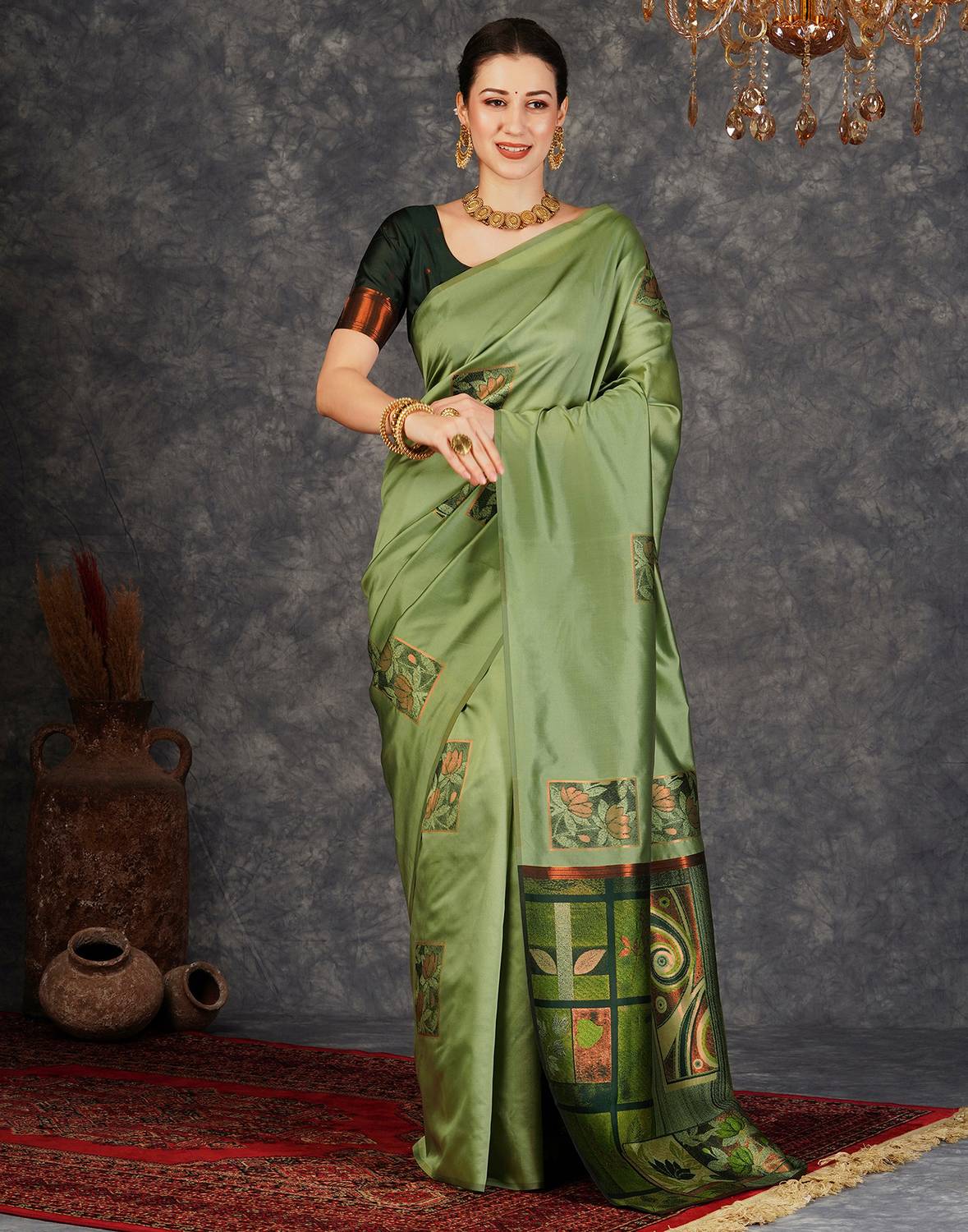 Samah Woven, Embellished, Self Design Banarasi Silk Blend, Jacqua