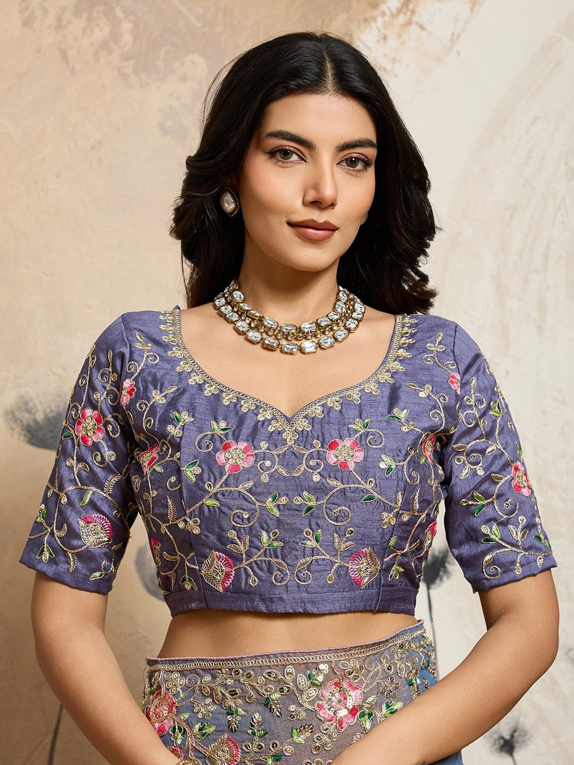 Image of NAYRYN CREATION Embroidered Bollywood Chiffon, Georgette Saree