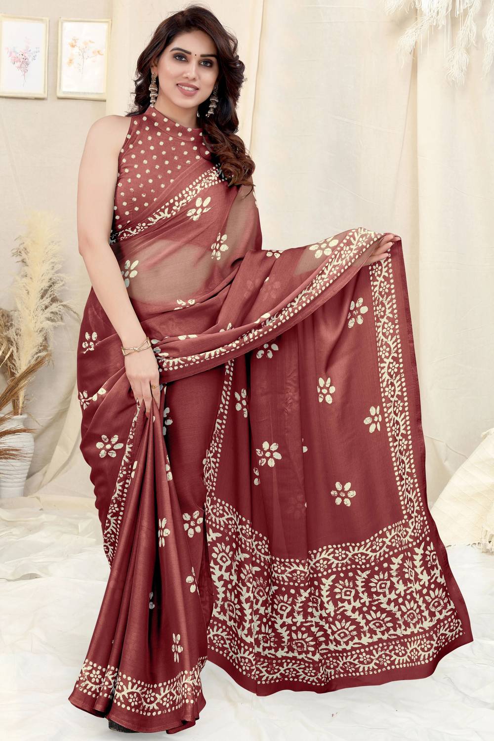 MIRCHI FASHION Printed, Blocked Printed Hand Batik Chiffon, Georg