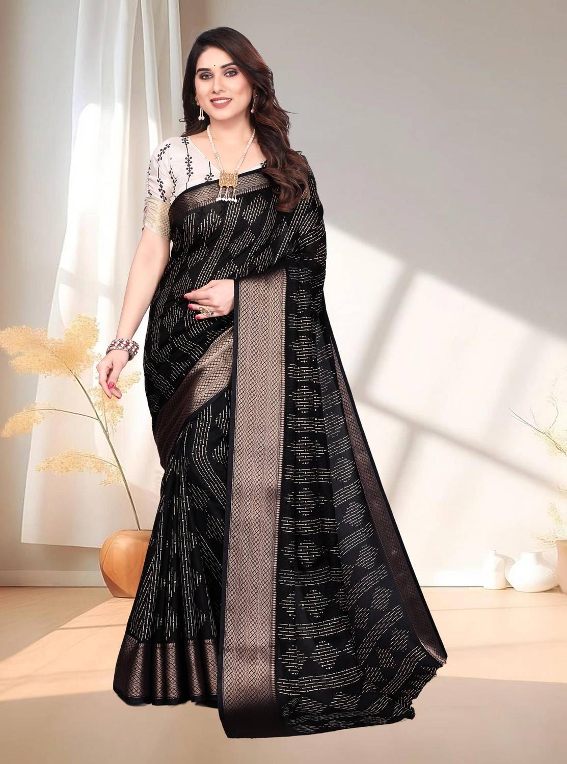 Magneitta Digital Print Kalamkari Art Silk Saree
