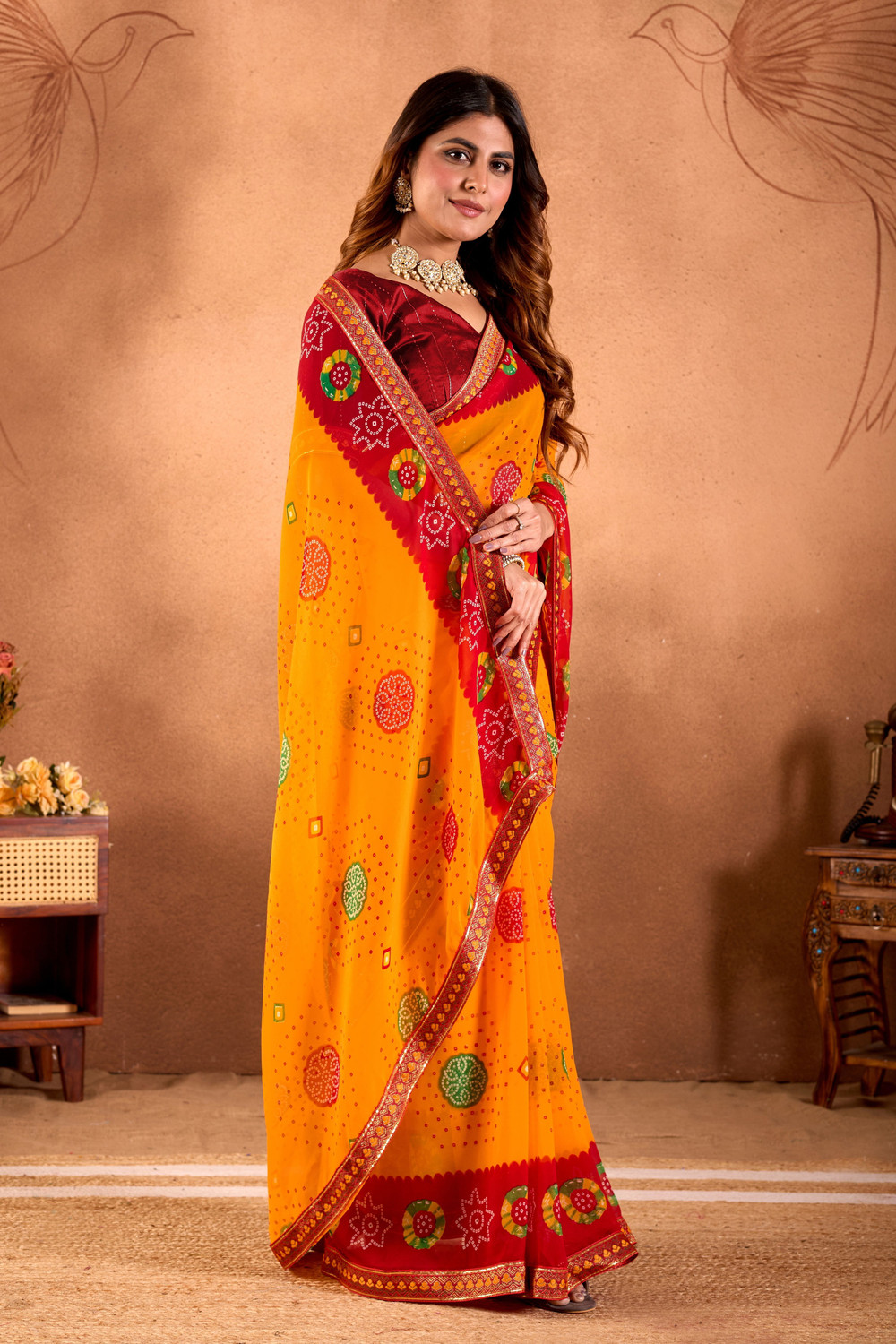 Image of BHAGYAVATI DESIGNER Printed Bandhani Art Silk Saree