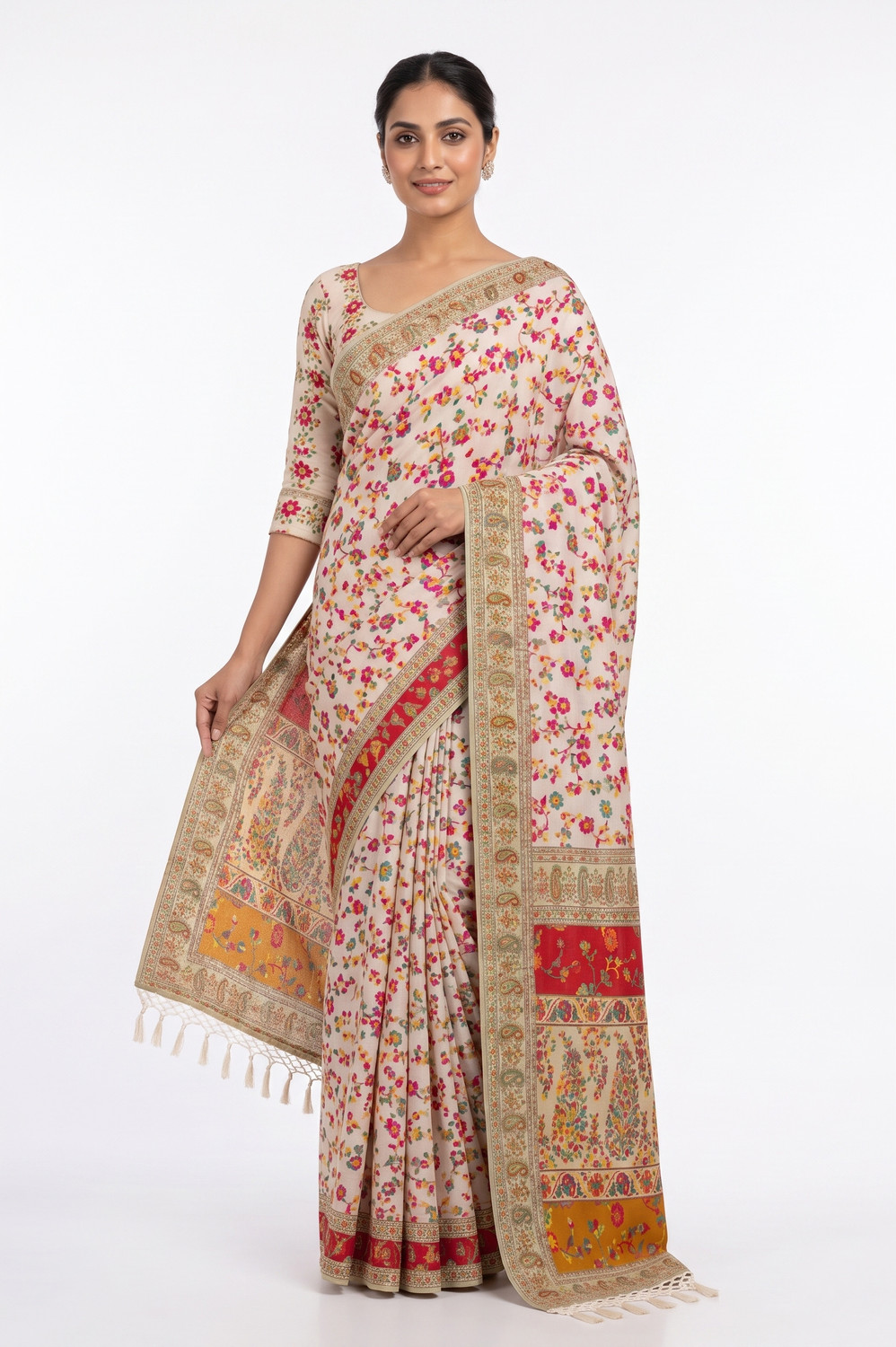 Image of MAHADEV ENTERPRISE Printed Banarasi Pure Cotton Saree