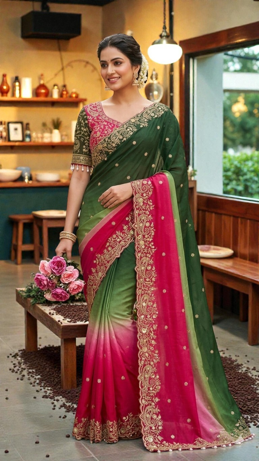 Classy Fashion Embroidered Bollywood Georgette Saree